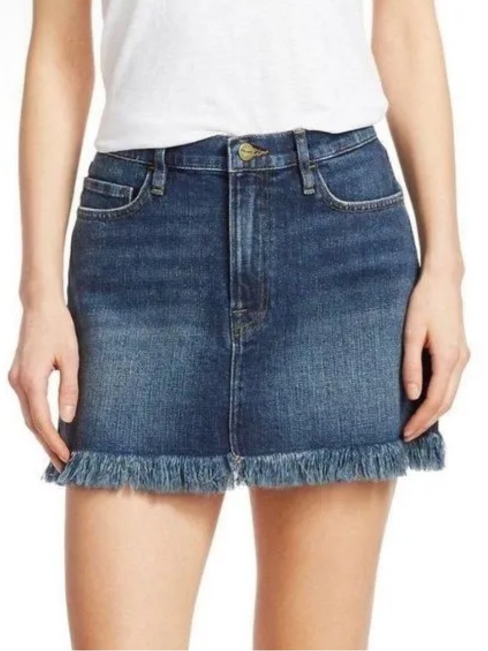 Frame Denim Alden Frayed Hem Denim Mini Skirt Size 24 New NWT